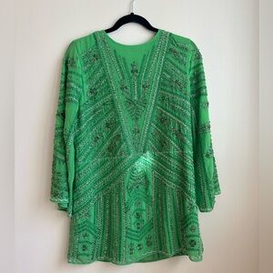 NWT Zara Beaded Tunic Dress Green size M-L